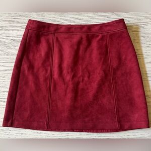 Loft Red Faux Suede Skirt Sz 14